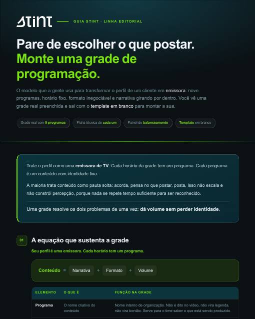 Capa da Grade de programação da Stint