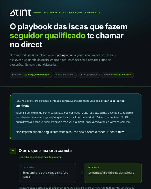 Capa do Playbook de iscas da Stint